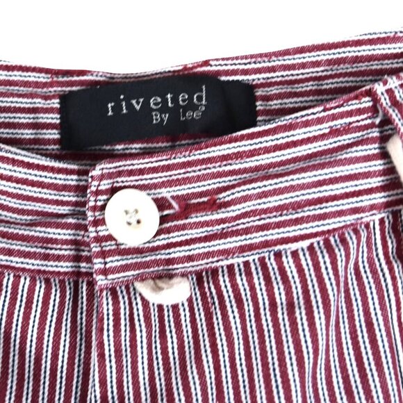 Riveted by Lee Striped Crop Pants 16M Red White Utility Skater Coastal Wide Leg - Picture 6 of 8